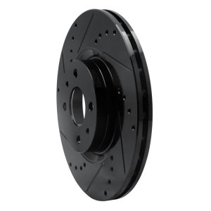 Fiat 500E Brake Rotor (1) - Front Left - R1 Concepts - Drilled & Slotted - Black - `12-`19